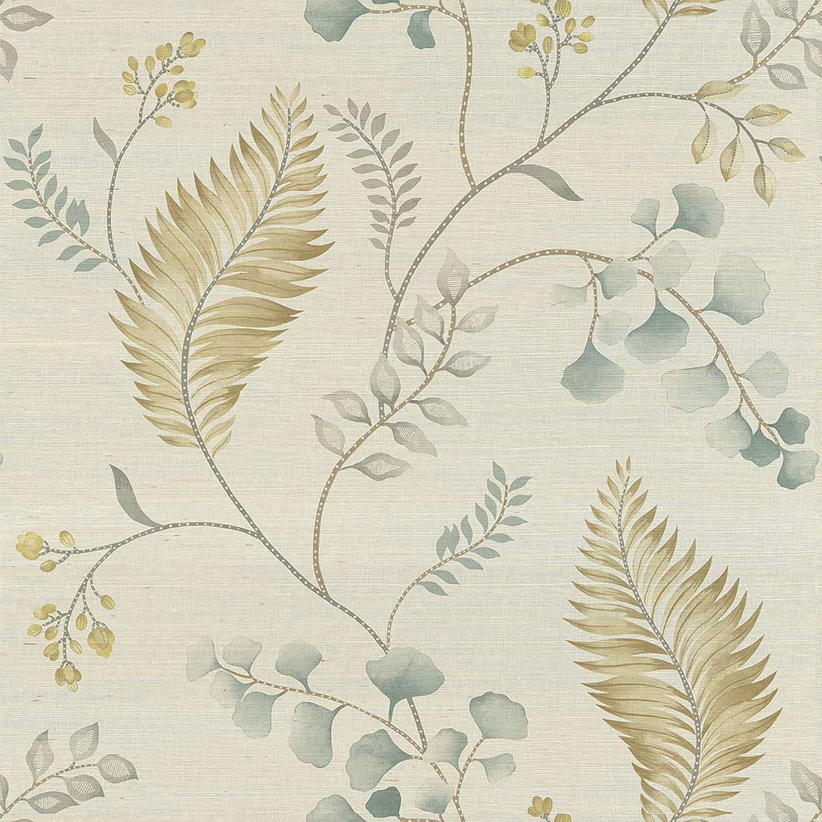 WTK21805 Forest Vines Grasscloth The Keys Neutral Wallpaper by Today Interiors