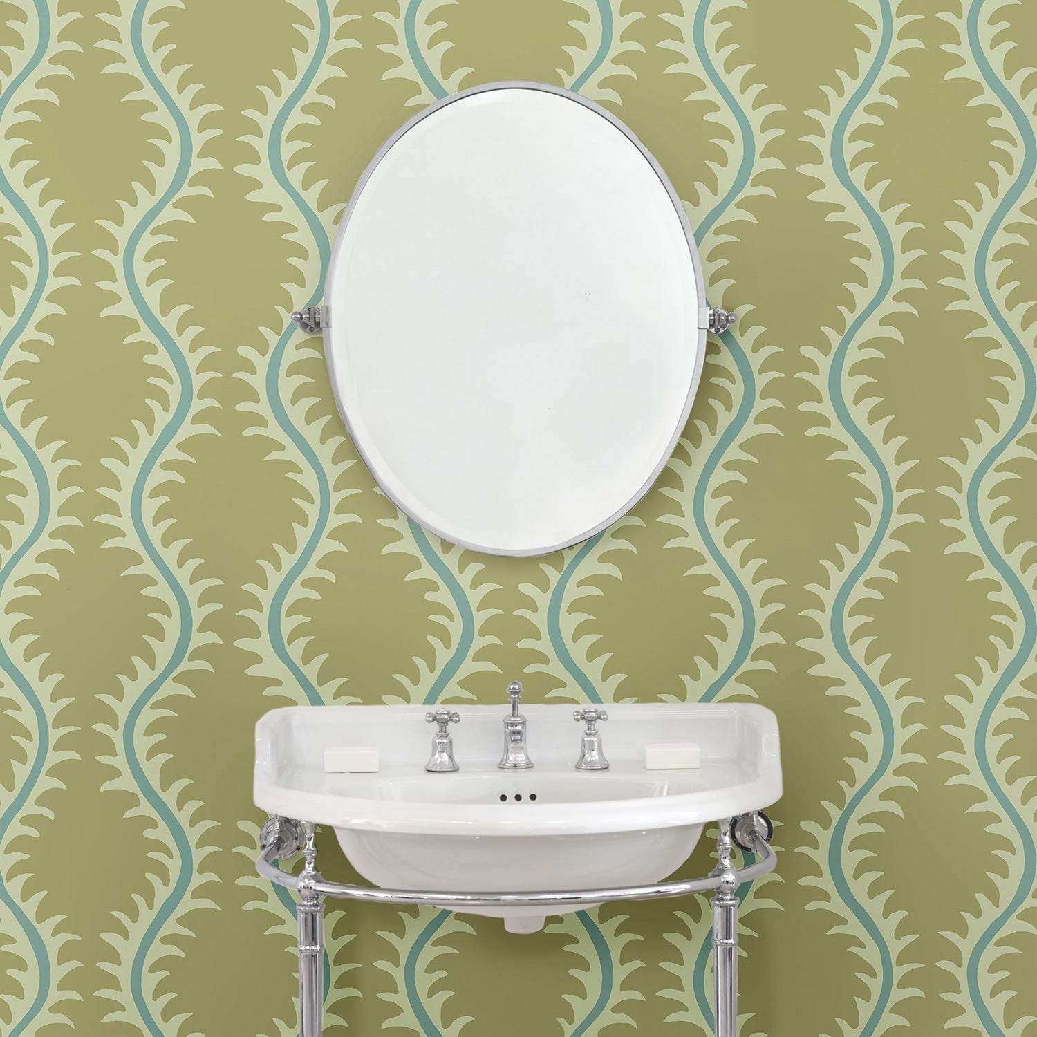 LW096/003 Helter Skelter Pistachio Wallpaper by Linwood