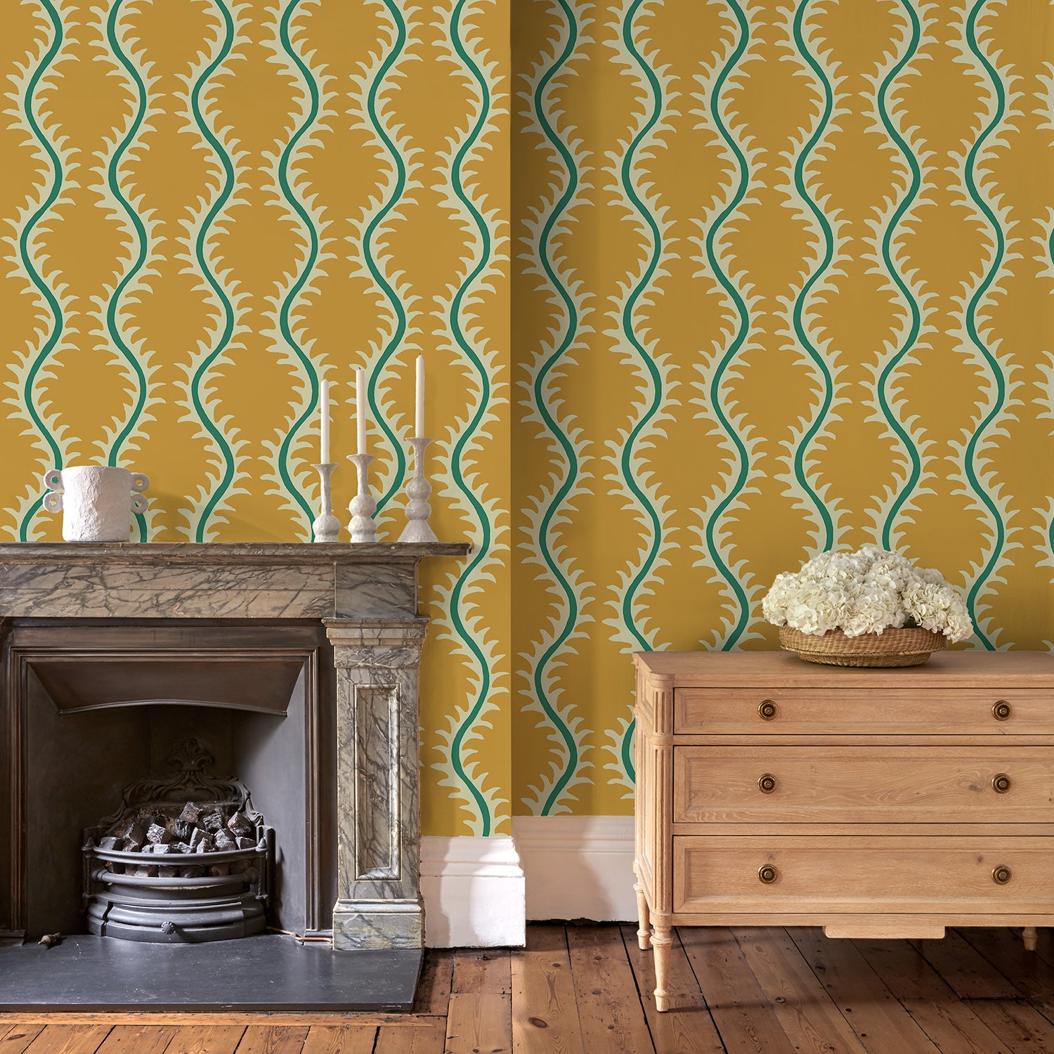 Helter Skelter Saffron Wallpaper by Linwood