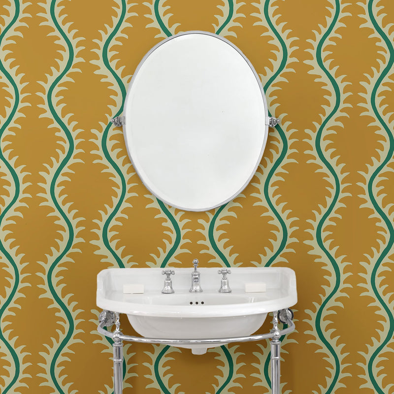 LW096/007 Helter Skelter Saffron Wallpaper by Linwood