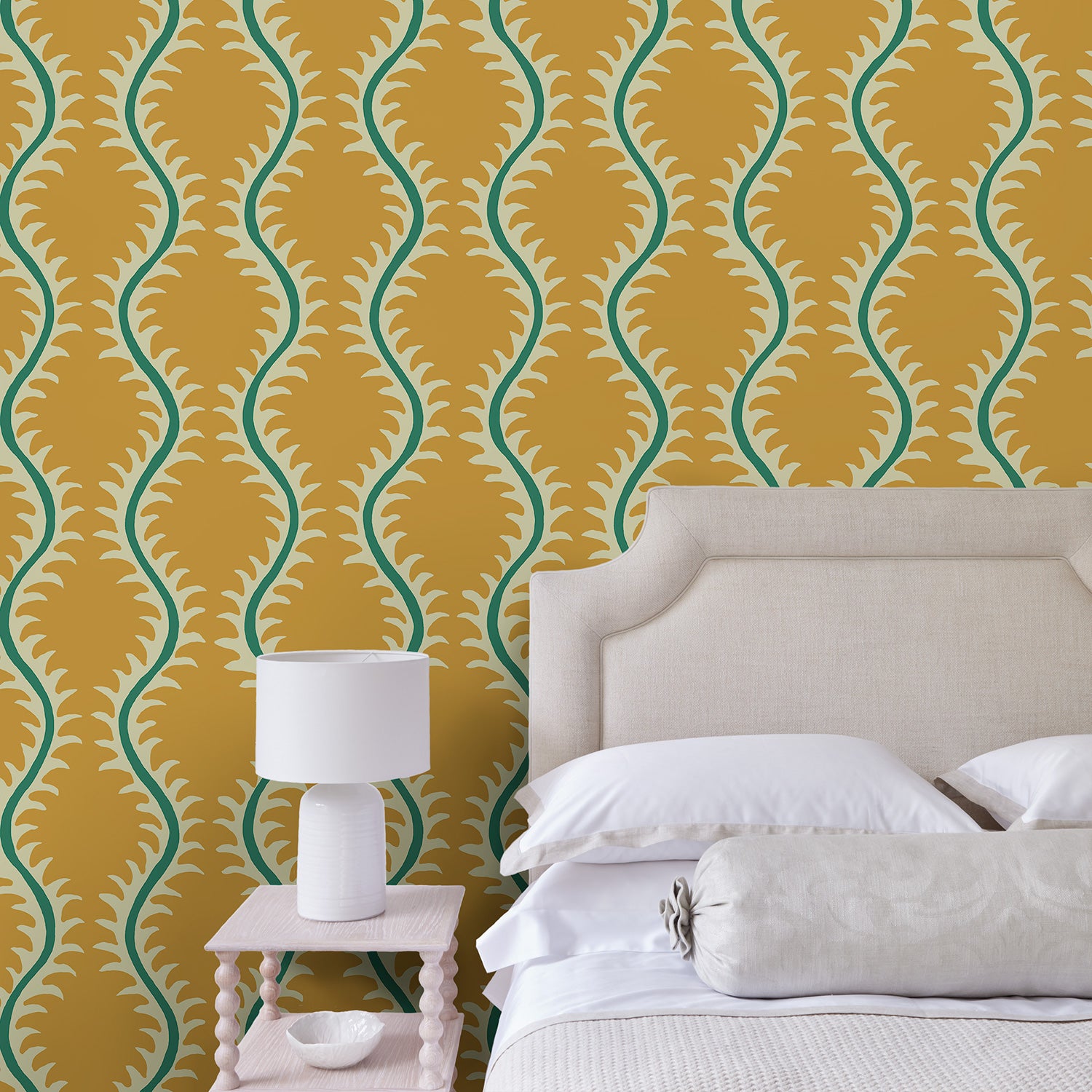 Helter Skelter Saffron Wallpaper by Linwood