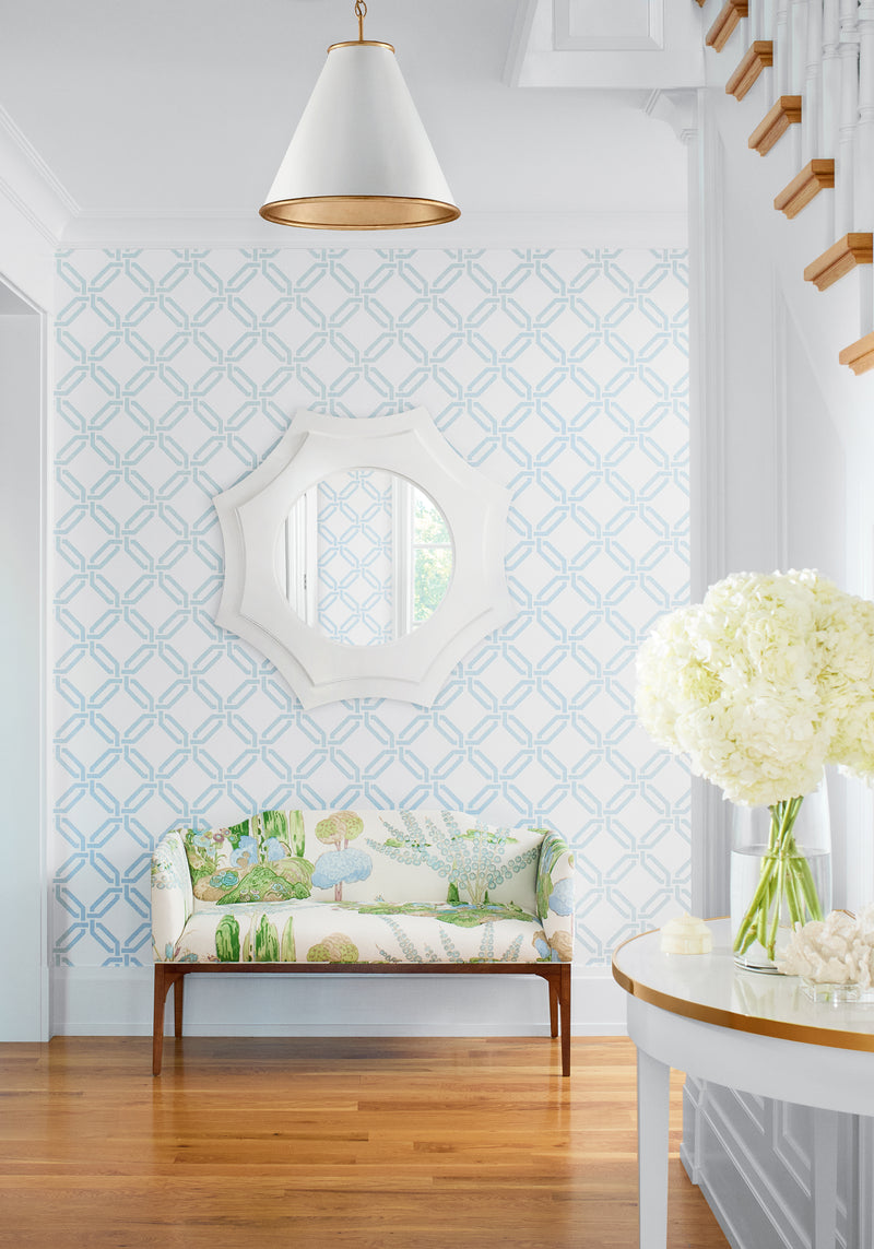 Miramar Way Light Blue Wanderlust Wallpaper by Thibaut | T45053