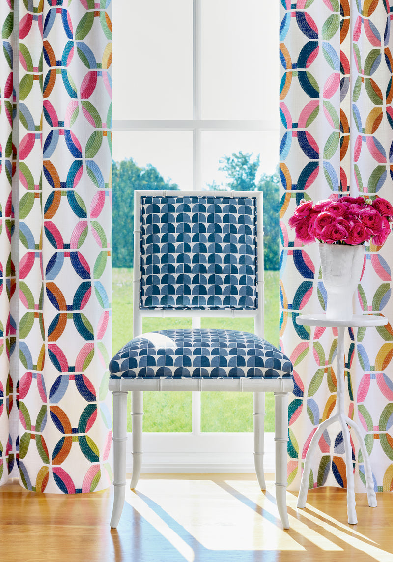 Passageway Embroidery Blue and Green Wanderlust Fabric by Thibaut | W745000