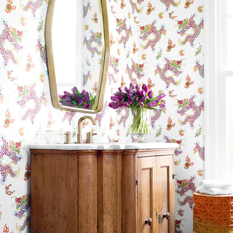 Dragon Dance Willow Tree Navy Wallpaper by Anna French | AT23181