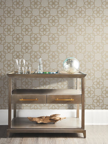 Y6200202 Serendipity Cream & Gold Metallic Dazzling Dimensions Wallpaper by York Wallcoverings