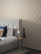 Y6200202 Serendipity Cream & Gold Metallic Dazzling Dimensions Wallpaper by York Wallcoverings