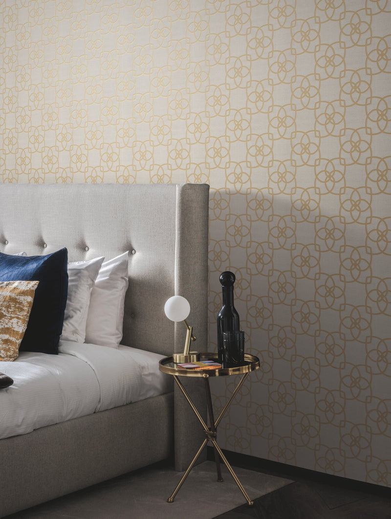 Y6200202 Serendipity Cream & Gold Metallic Dazzling Dimensions Wallpaper by York Wallcoverings