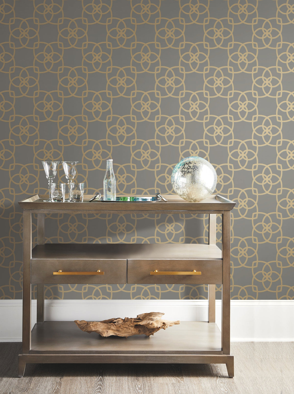 Y6200204 Serendipity Grey & Gold Metallic Dazzling Dimensions Wallpaper by York Wallcoverings