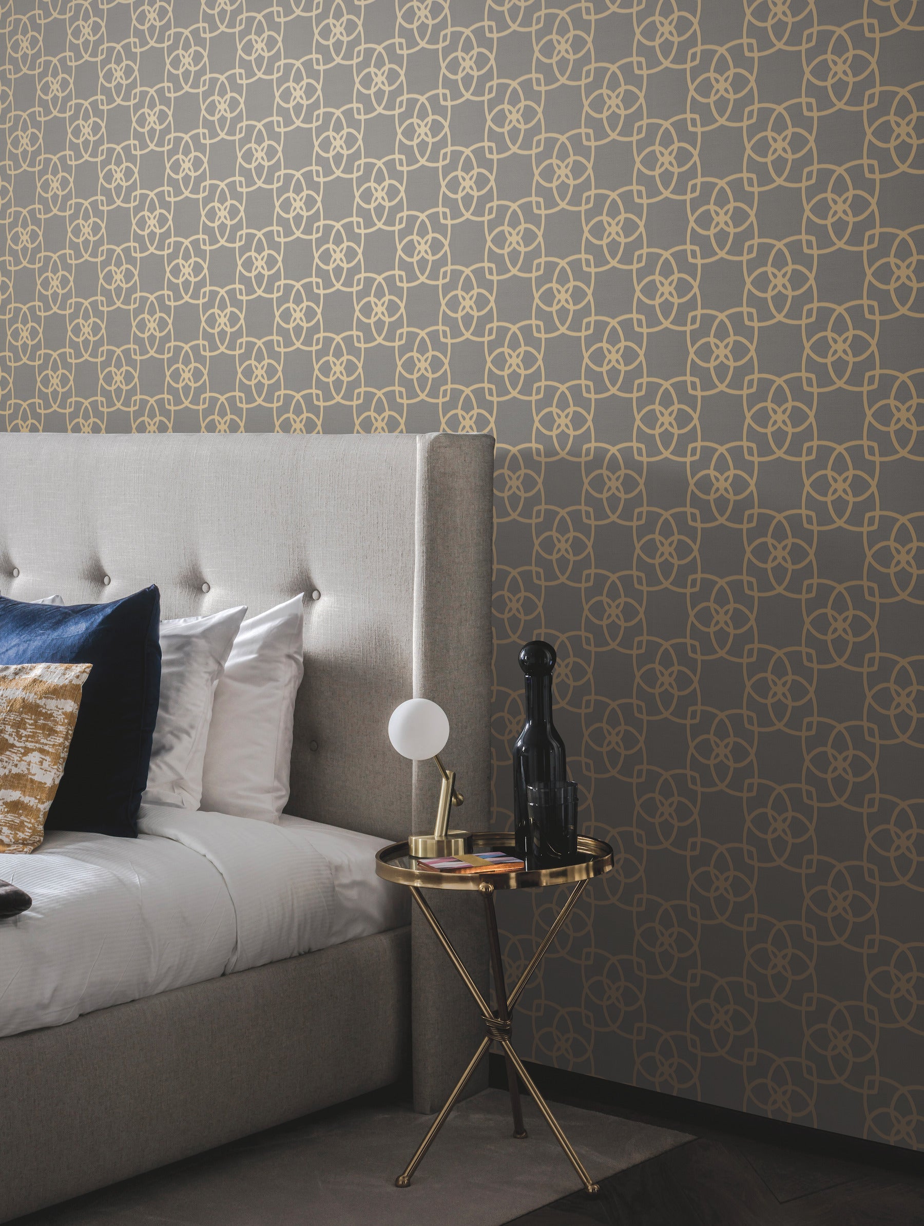 Y6200204 Serendipity Grey & Gold Metallic Dazzling Dimensions Wallpaper by York Wallcoverings