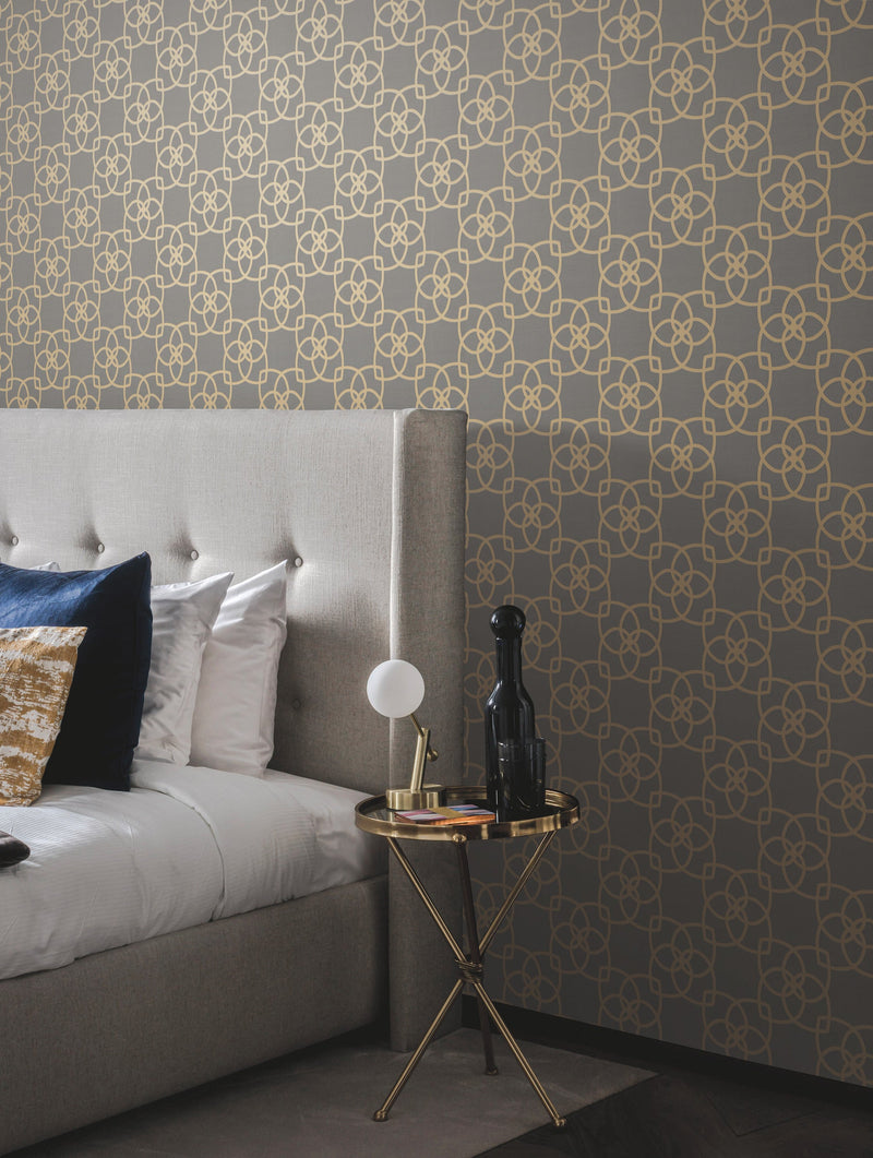 Y6200204 Serendipity Grey & Gold Metallic Dazzling Dimensions Wallpaper by York Wallcoverings