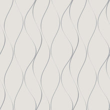 Y6201401 Wavy Stripe Off White Silver Metallic Dazzling Dimensions Wallpaper by York Wallcoverings