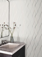 Y6201401 Wavy Stripe Off White Silver Metallic Dazzling Dimensions Wallpaper by York Wallcoverings