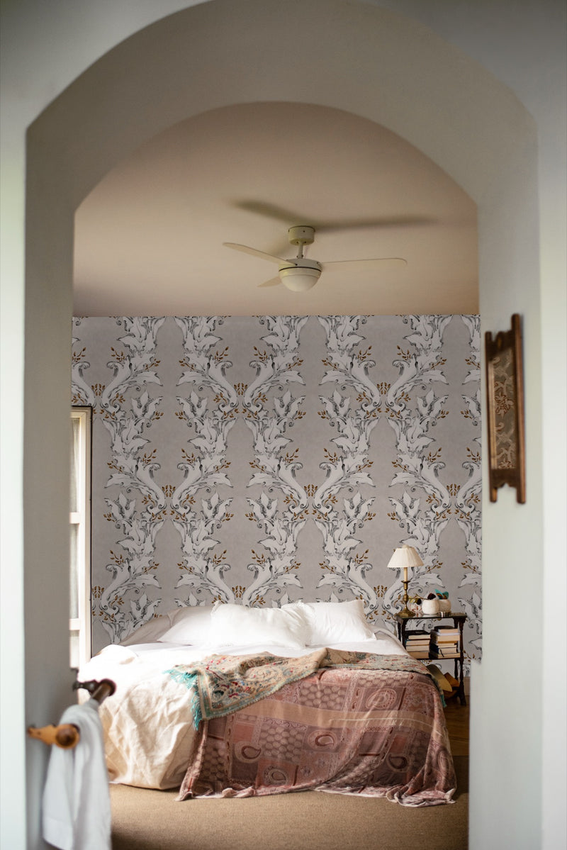 YSP0017 Ornamental Plata Toscana Wallpaper by Coordonné - room