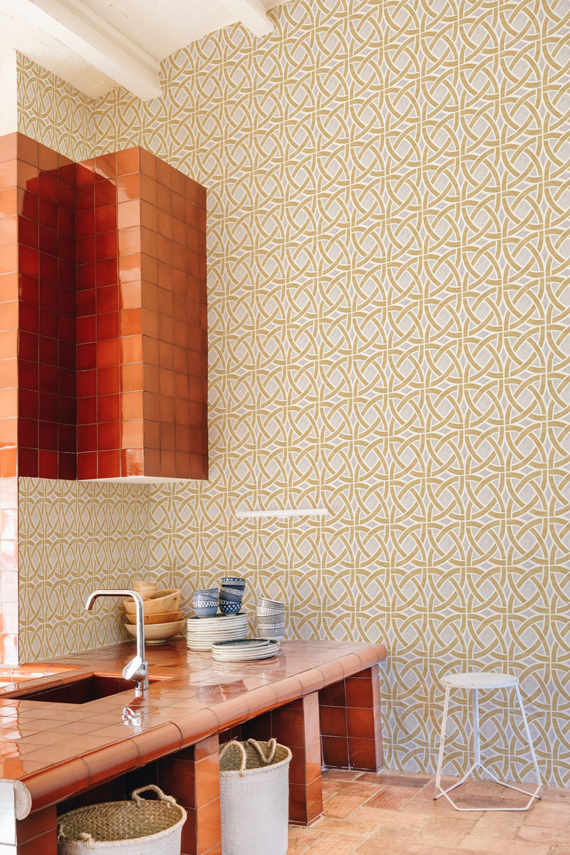 YSP0250 Roots Ocre Maasai Wallpaper by Coordonné - room