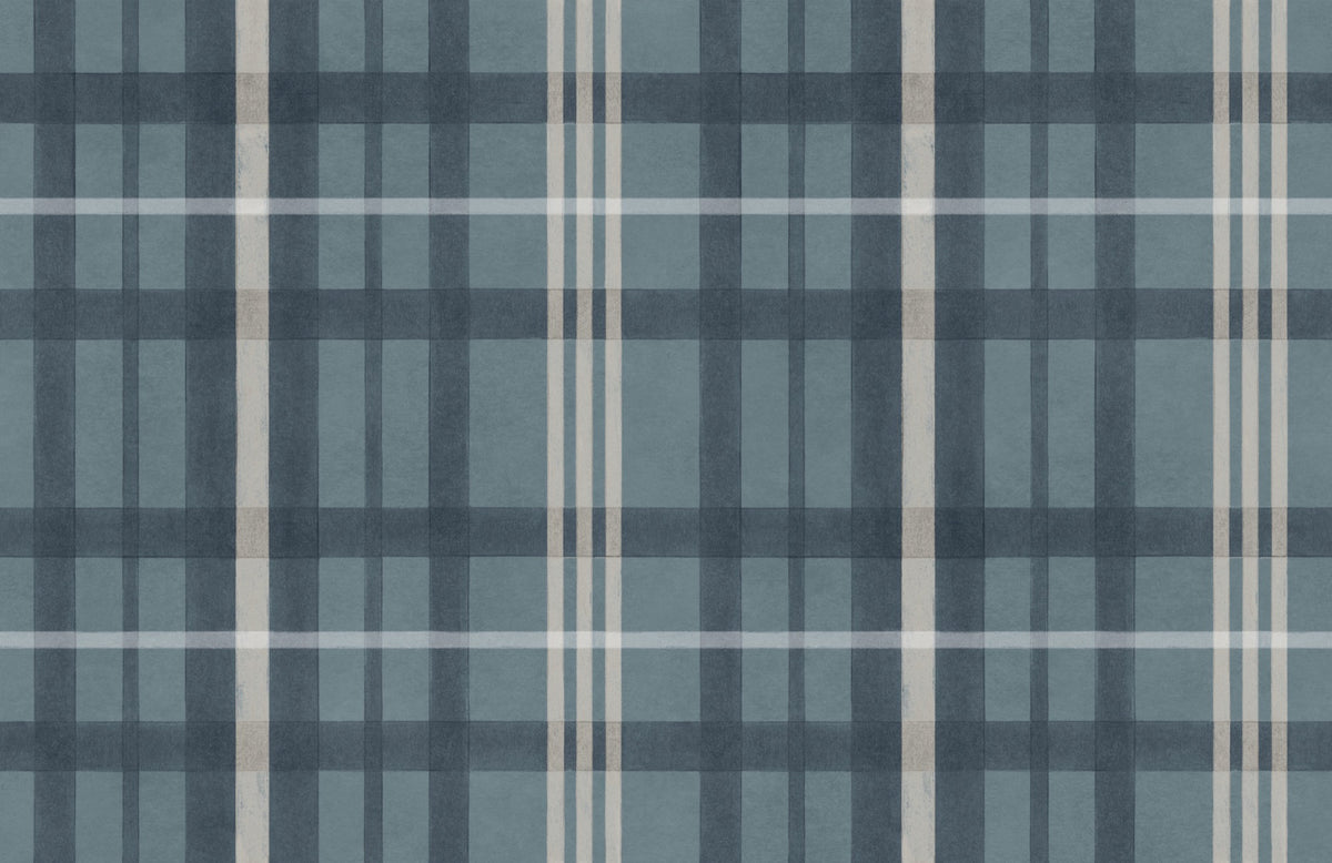 YSP0506 Clan's Check Sapphire Cotswolds Wallpaper by Coordonné - flat