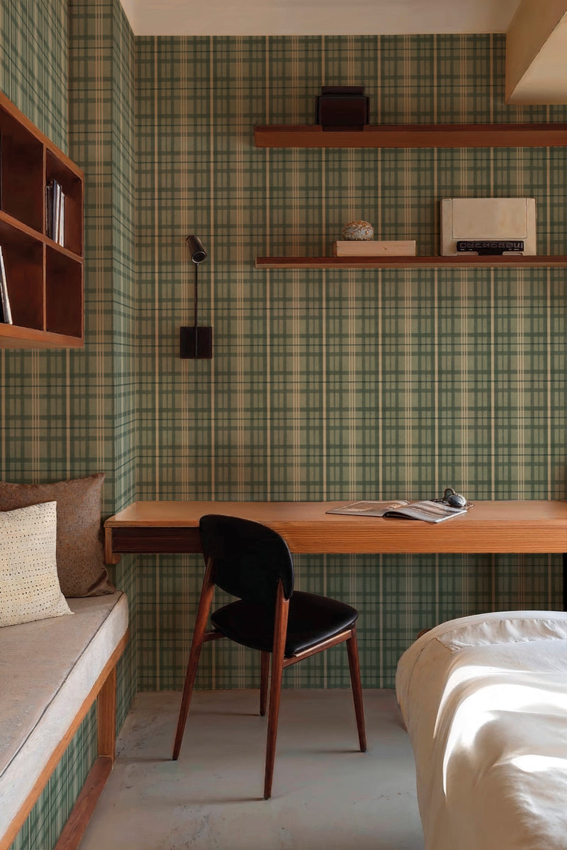 YSP0507 Clan's Check Mint Cotswolds Wallpaper by Coordonné - room