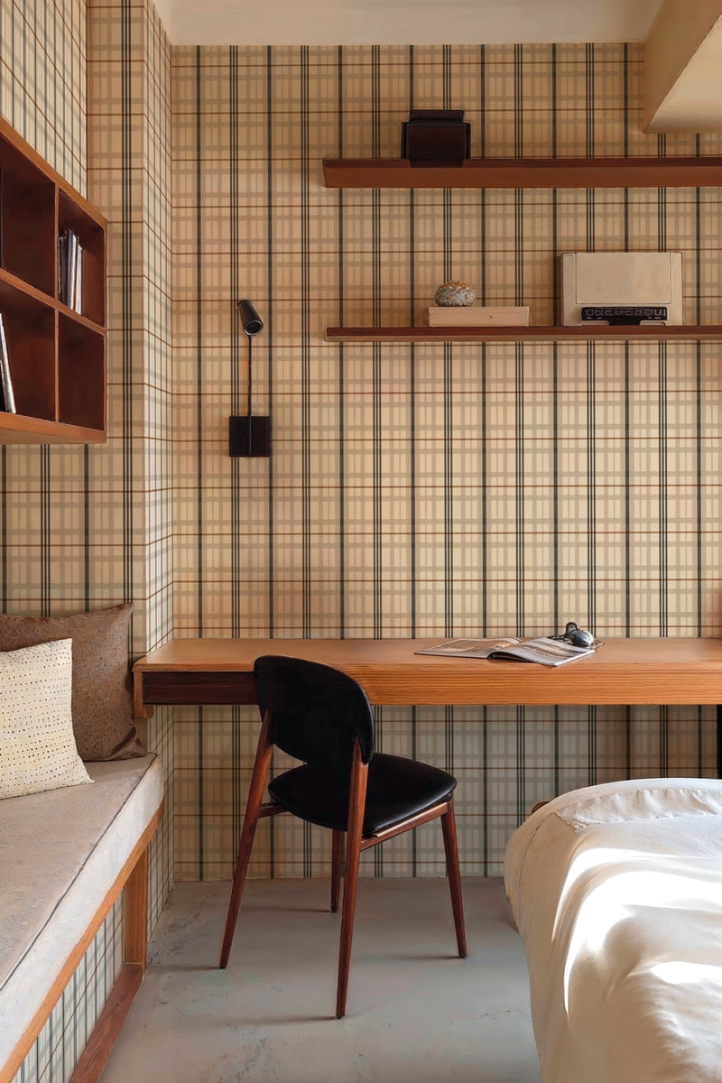 YSP0509 Clan's Check Black Cotswolds Wallpaper by Coordonné - room