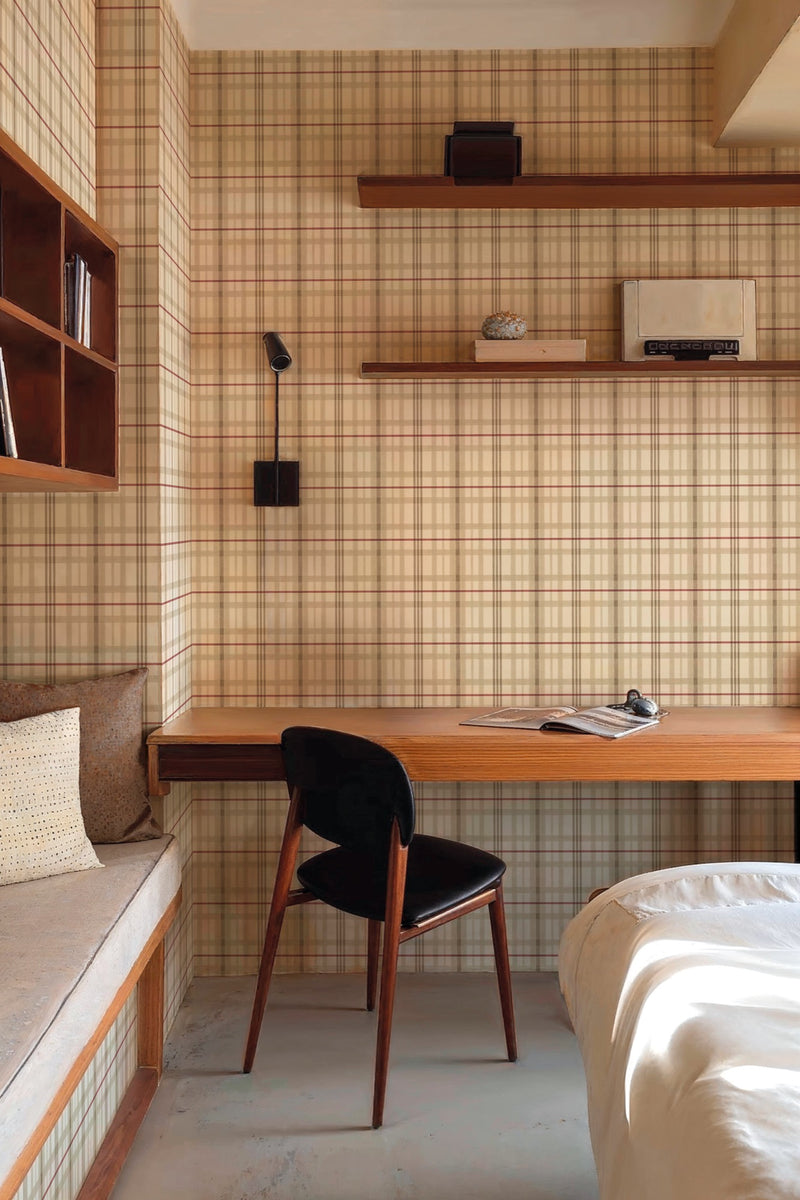 YSP0510 Clan's Check Bone Cotswolds Wallpaper by Coordonné - room