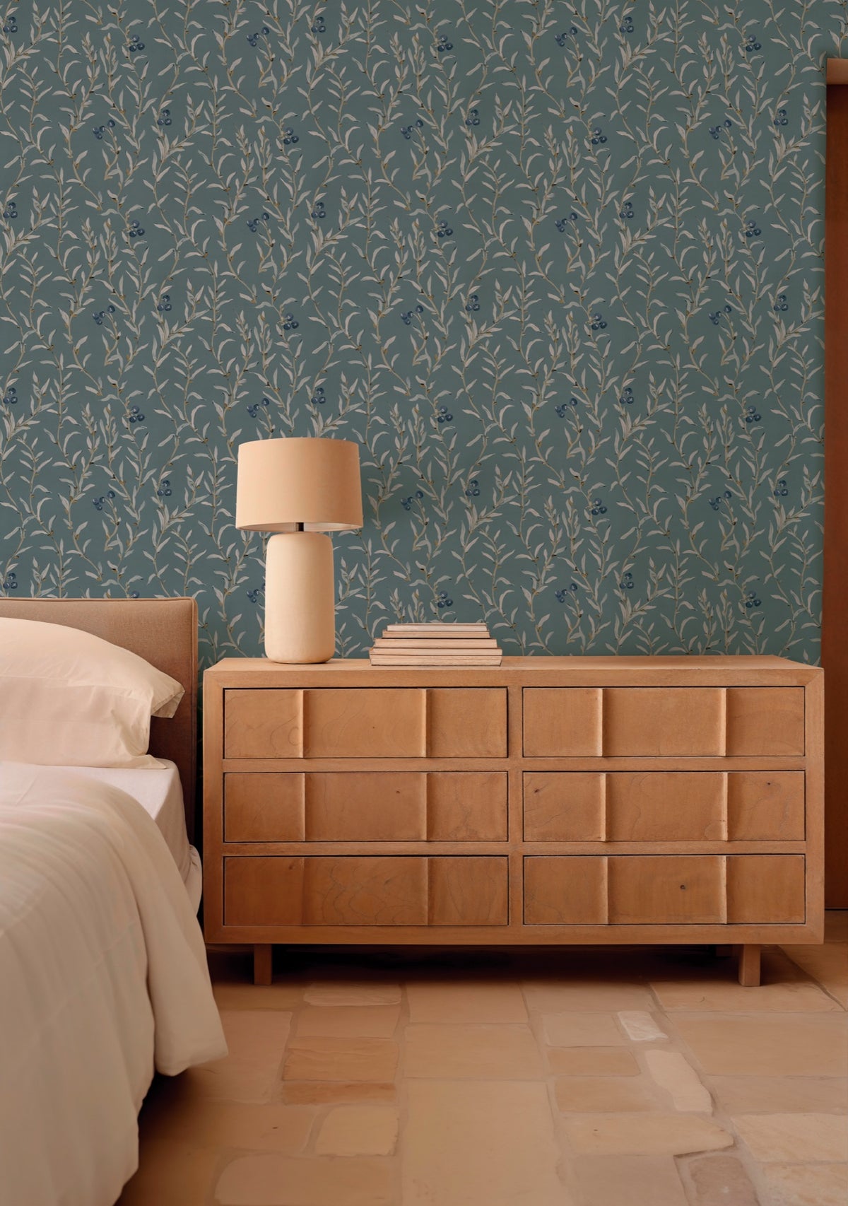 YSP0525 Wild Blackthorn Sapphire Cotswolds Wallpaper by Coordonné - room