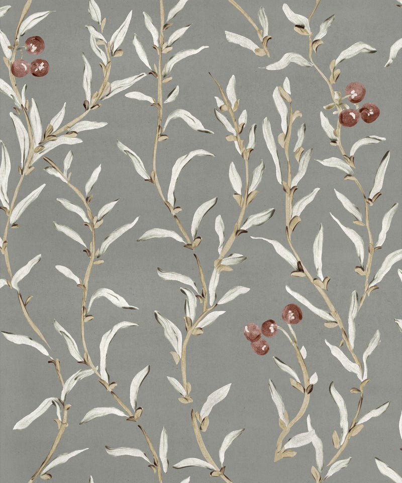 YSP0526 Wild Blackthorn Silver Cotswolds Wallpaper by Coordonné - flat