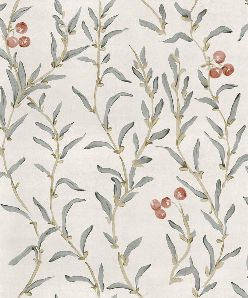 YSP0527 Wild Blackthorn Vermillion Cotswolds Wallpaper by Coordonné - flat