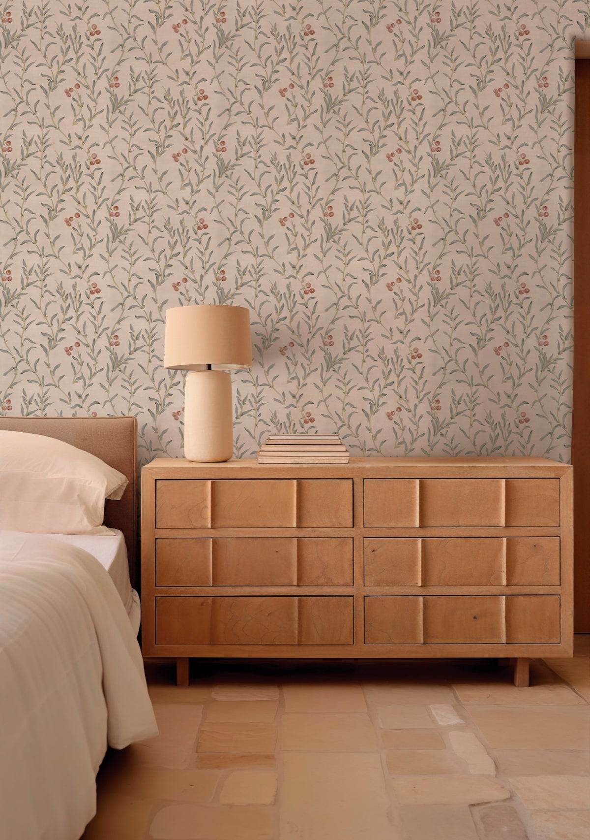 YSP0527 Wild Blackthorn Vermillion Cotswolds Wallpaper by Coordonné - room