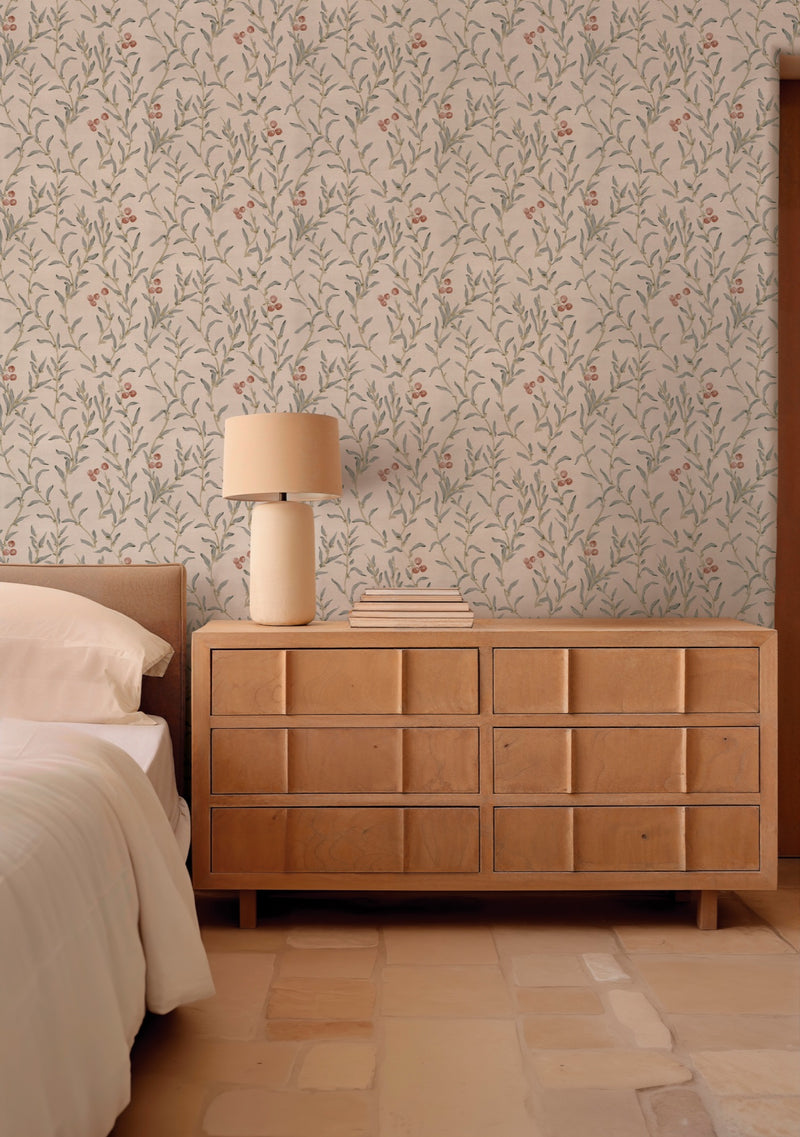 YSP0527 Wild Blackthorn Vermillion Cotswolds Wallpaper by Coordonné - room