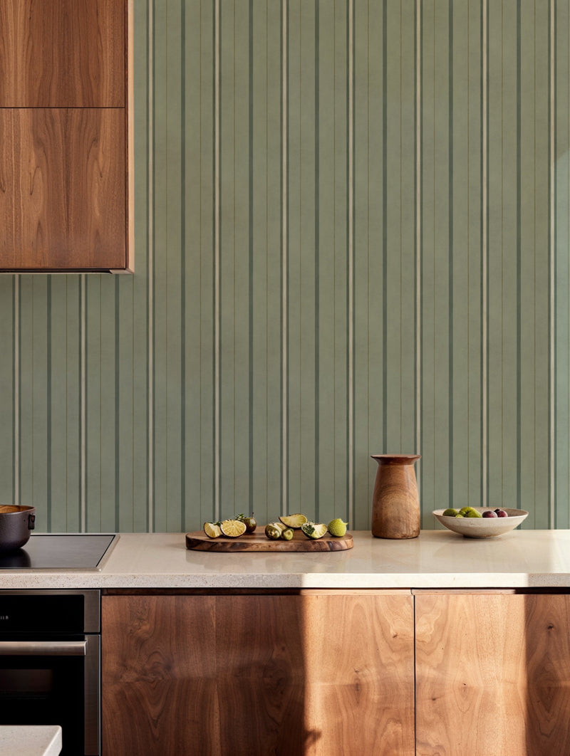 YSP0532 Rolling Stripes Sage Cotswolds Wallpaper by Coordonné - room