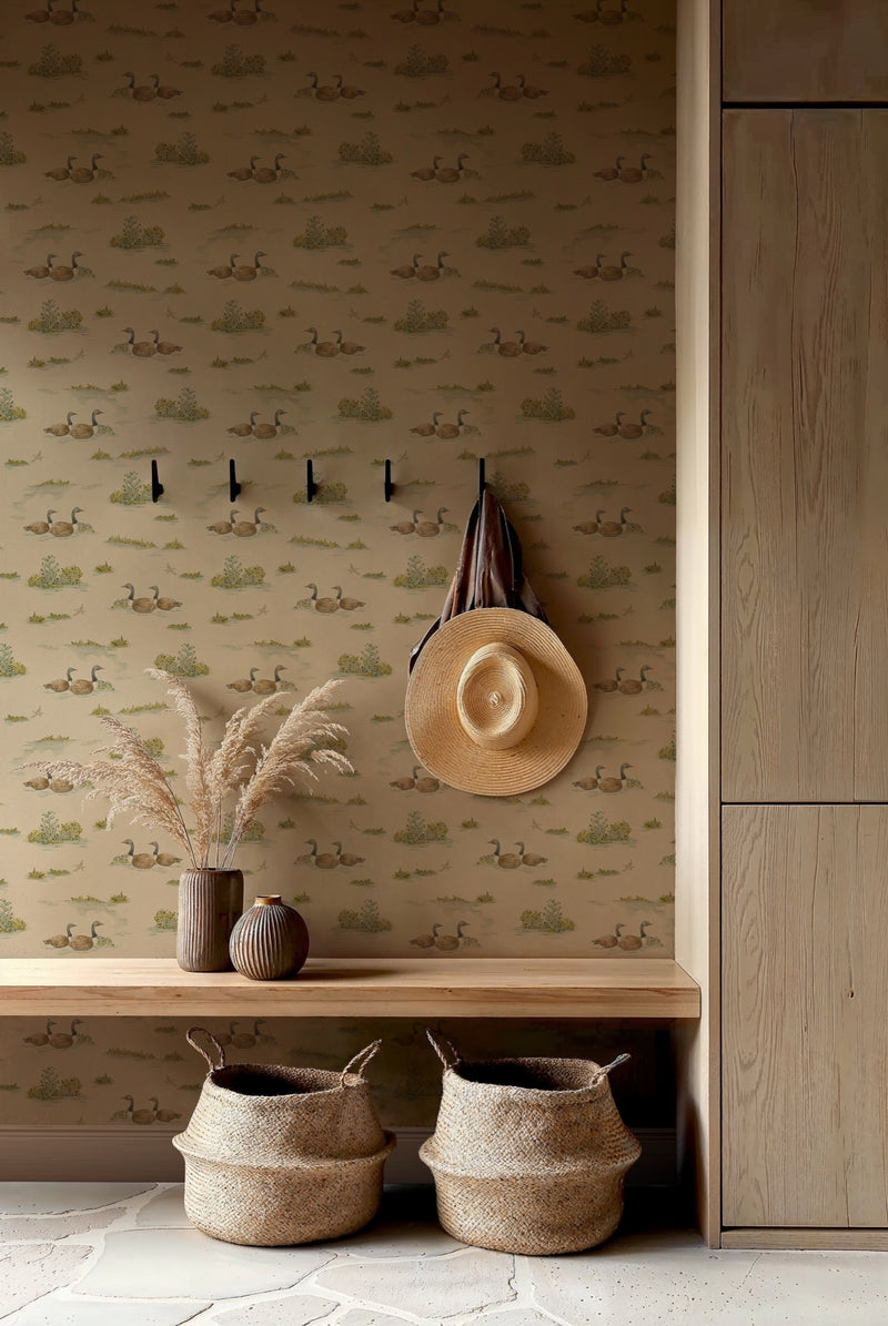 YSP0534 Mallard Duck Mint Cotswolds Wallpaper by Coordonné - room