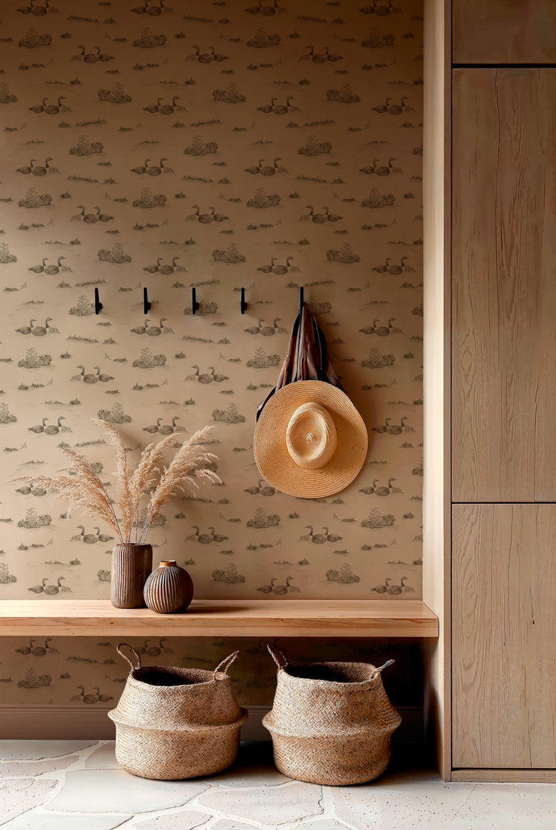 YSP0538 Mallard Duck Silver Cotswolds Wallpaper by Coordonné - room