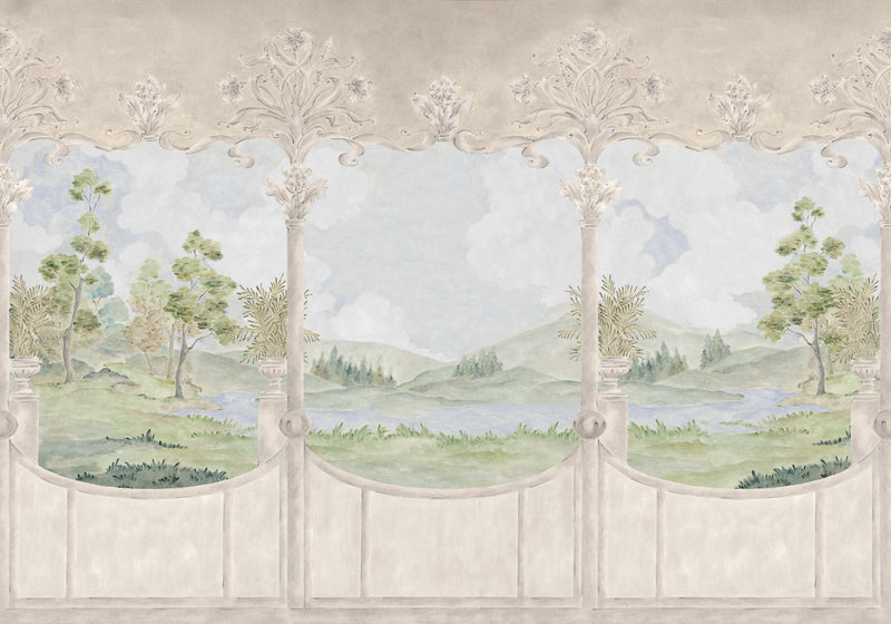 YSP0539 Limestone View Spring Cotswolds Mural by Coordonné - flat