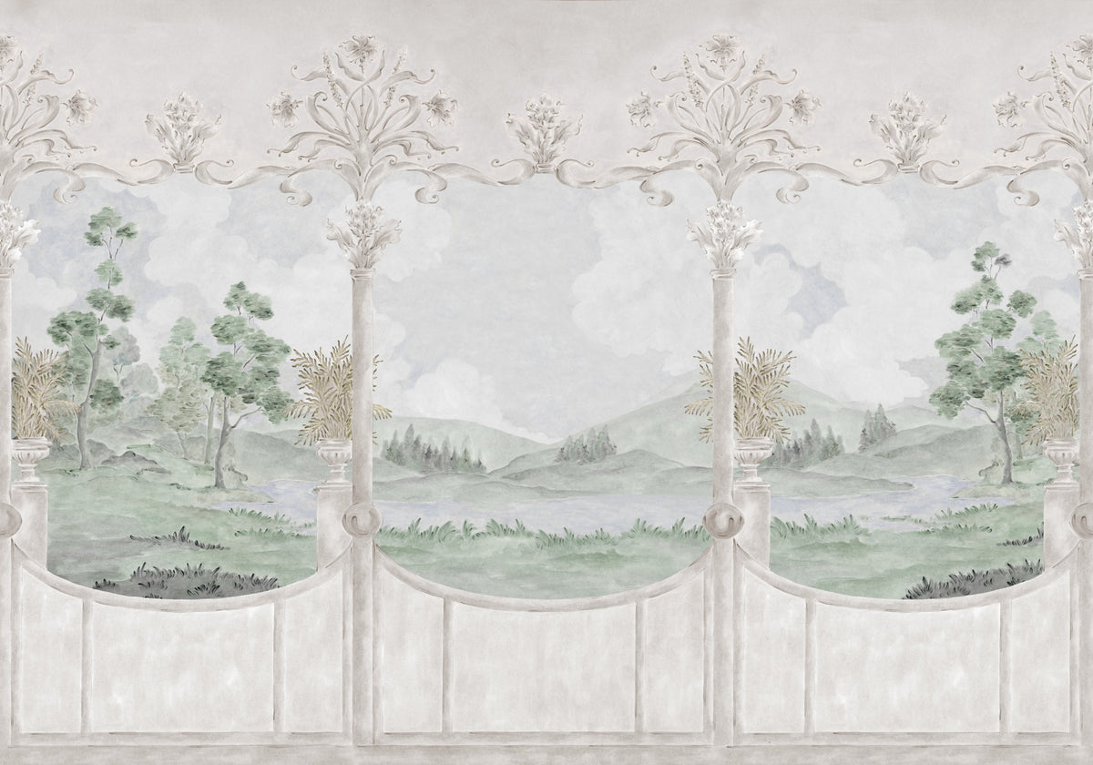 YSP0540 Limestone View Summer Cotswolds Mural by Coordonné - flat