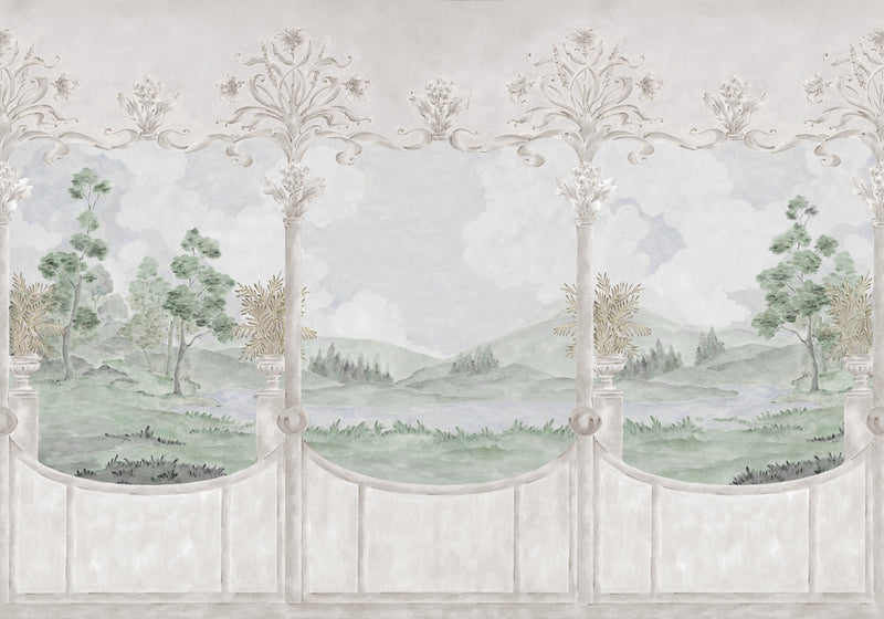 YSP0540 Limestone View Summer Cotswolds Mural by Coordonné - flat