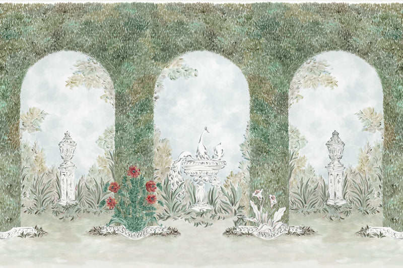 YSP0635 Alcazar Celadon Sevilla Mural by Coordonné - flat