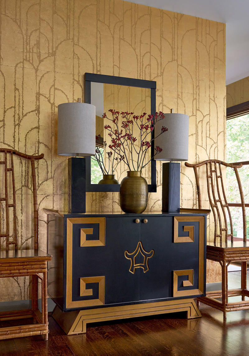 Deco Moon Rose Gold Yutori Wallpaper by Thibaut | T24415