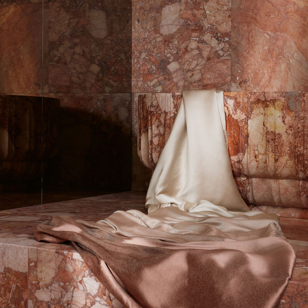 Z849-02P Ventura Panel Plaster/ Guava Dieter Vander Velpen Weaves Fabric by Zinc Textile