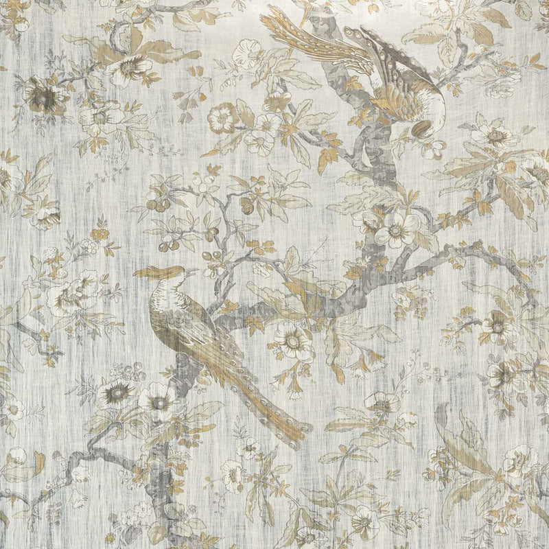 313013 Chintz Lustre Cotswolds Manor Quartz Grey Wallpaper by Zoffany