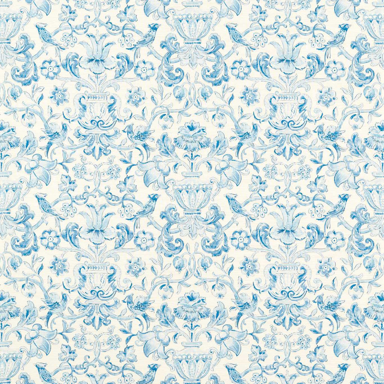 313015 Pompadour Print Cotswolds Manor Silver Wallpaper by Zoffany