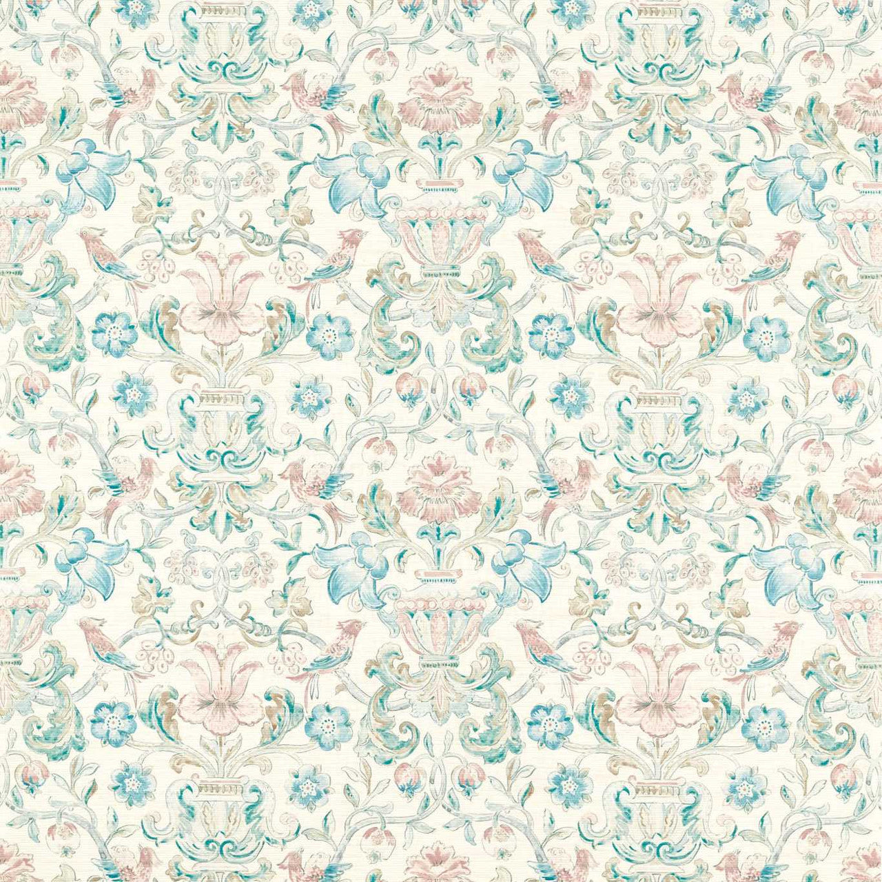 313016 Pompadour Print Cotswolds Manor Mineral Wallpaper by Zoffany