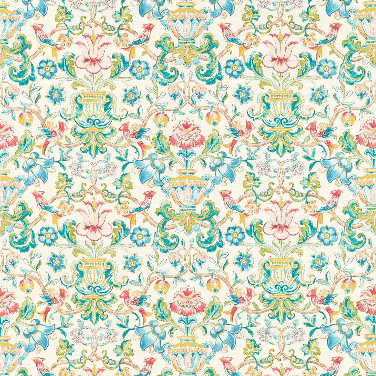 313017 Pompadour Print Cotswolds Manor Multi Wallpaper by Zoffany