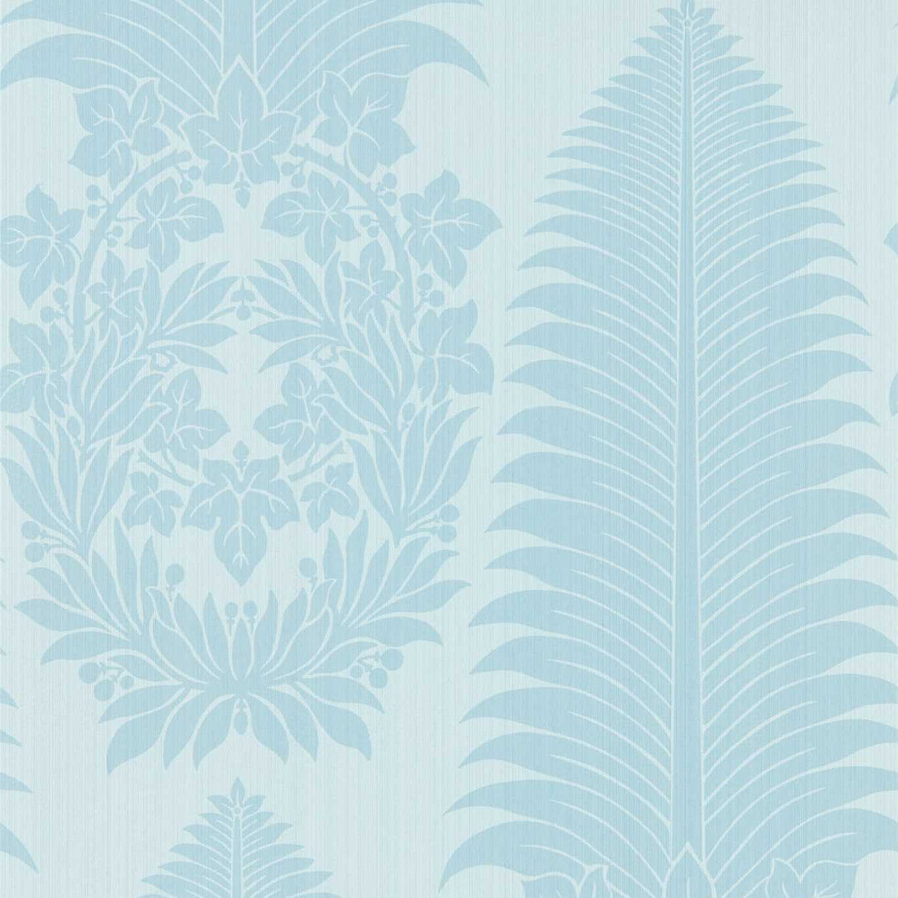 313023 Marsden's Palm Damask Cotswolds Manor Blue Stone Wallpaper by Zoffany