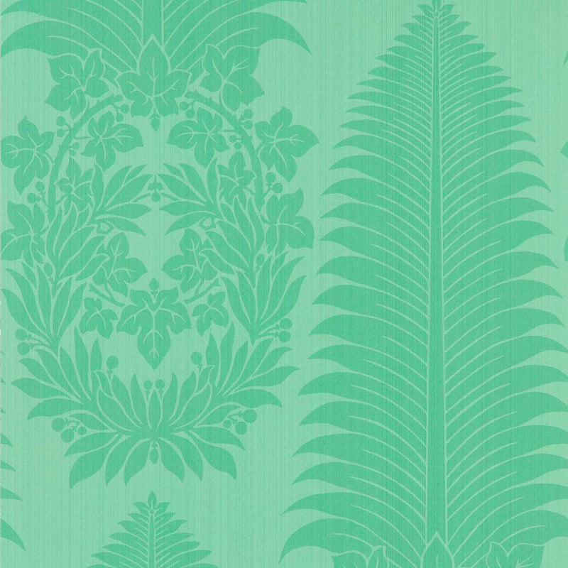313024 Marsden's Palm Damask Cotswolds Manor Pale Poison Wallpaper by Zoffany