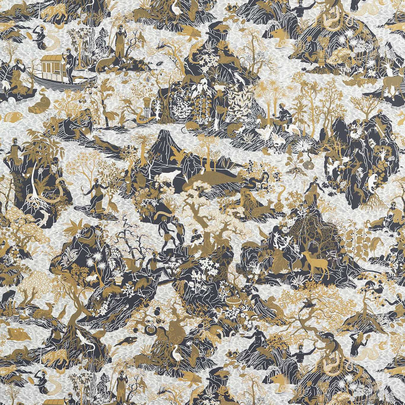 313033 Avalonis Cotswolds Manor Vine Black and Gold Wallpaper by Zoffany