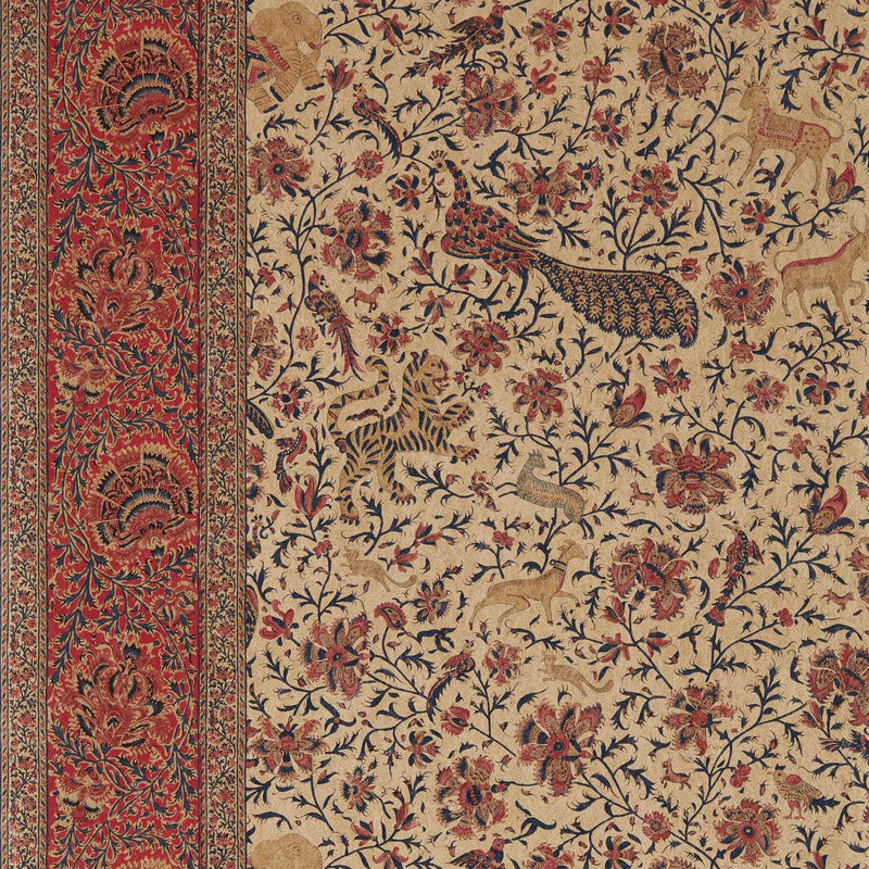 313112 Mughal Menagerie Indigo Madder Indienne Wallpaper by Zoffany