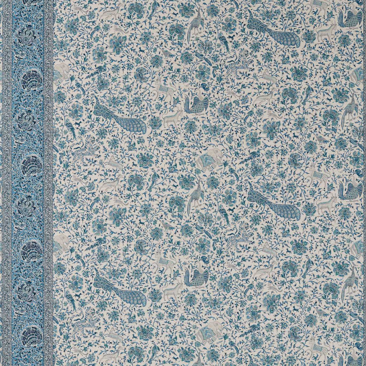 313113 Mughal Menagerie Mazarine Blue Indienne Wallpaper by Zoffany