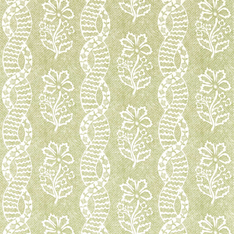 313118 Dabu Stripe Pale Olive Indienne Wallpaper by Zoffany