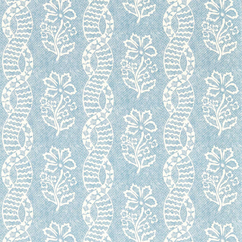 313119 Dabu Stripe Wedgwood Blue Indienne Wallpaper by Zoffany