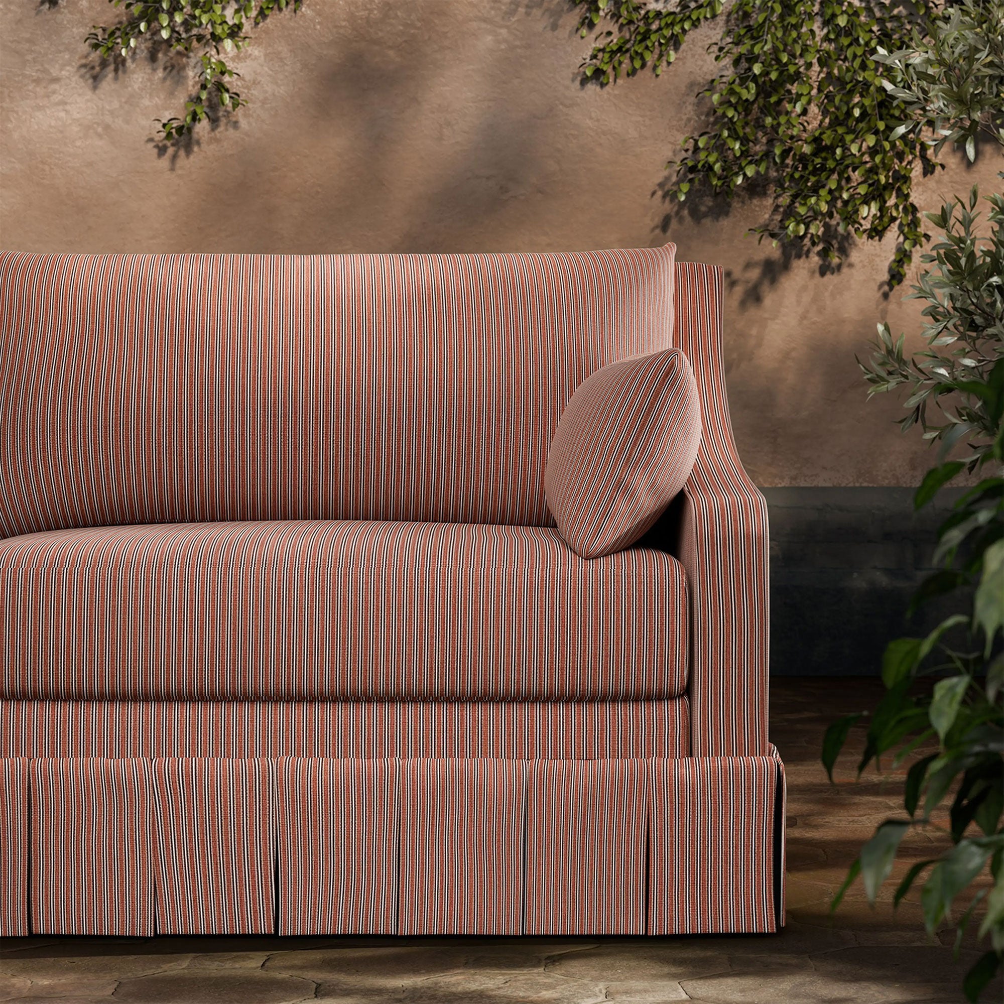 ZOF0241-03 Apron Stripe Tuscan Pink Michael S. Smith Indoor Outdoor Fabric by Zoffany