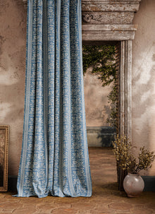 ZOF0244-03 Filigree Bellagio Stripe Blue Stone Michael S. Smith Indoor Outdoor Fabric by Zoffany