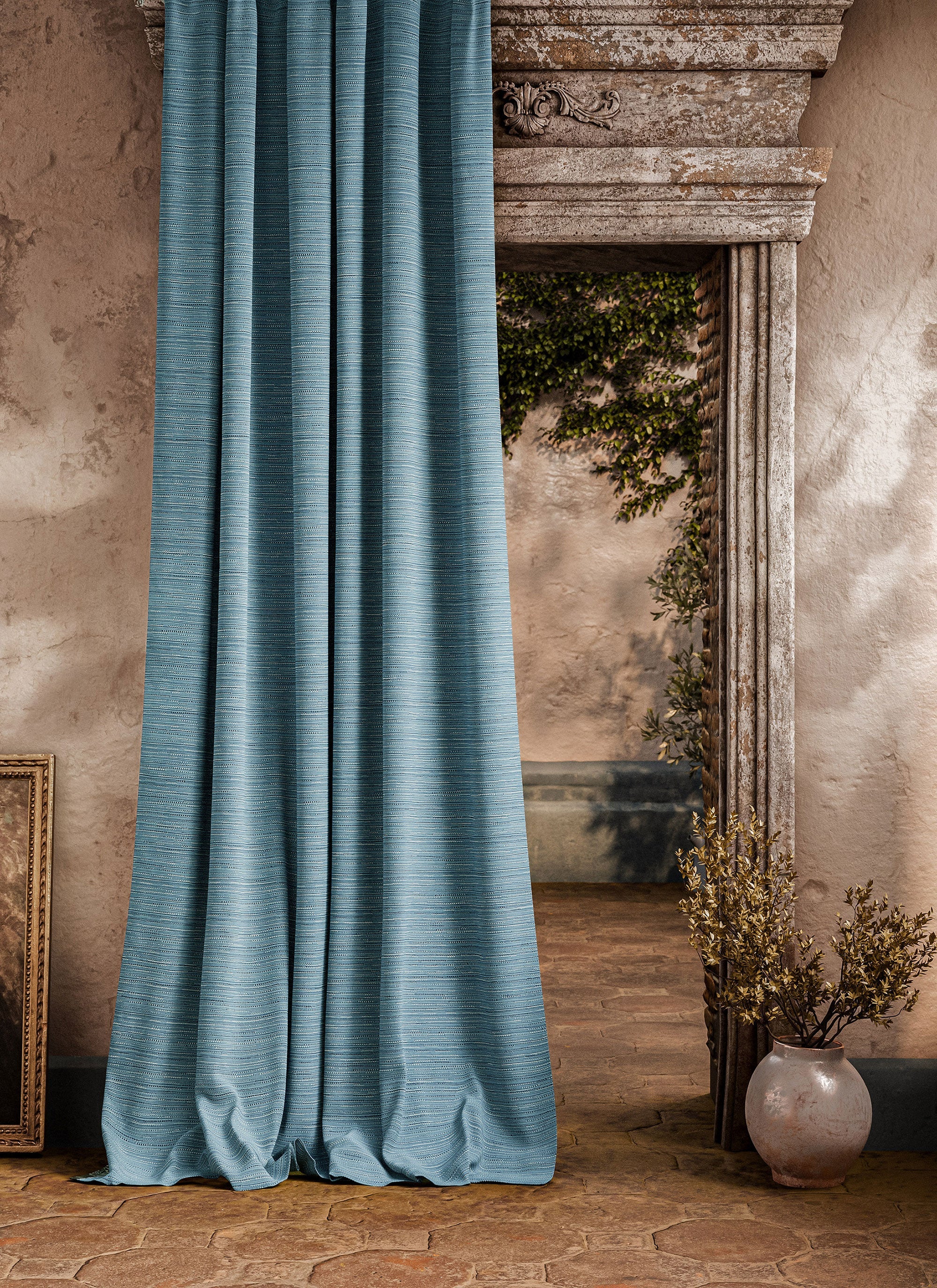 ZOF0245-03 Cabana Cloth Azure Michael S. Smith Indoor Outdoor Fabric by Zoffany